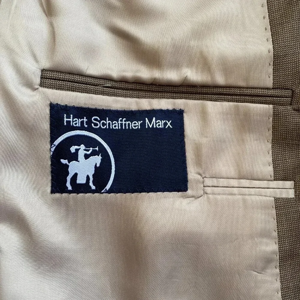 Hart Schaffner Marx Wool Sport Coat Dinner Jacket Blazer Men's 44R Brown Career
